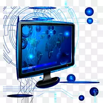 电视机计算机监视器-蓝色计算机技术