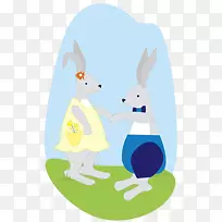 复活节兔子兔夹艺术-向两只小兔子问好