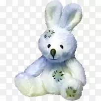 兔子复活节兔子娃娃-美丽的蓝色填充兔子
