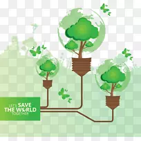 环境太阳能生态-绿色灯泡