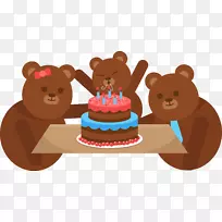 熊生日蛋糕贺卡-熊猫