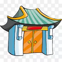 寺庙卡通佛教寺庙-黄门
