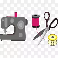 缝纫机概念.缝纫机和剪刀