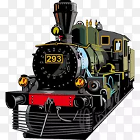 铁路运输蒸汽机车.手绘复古蒸汽列车头