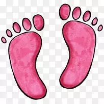 微软颜料可爱-粉色水彩脚印