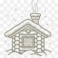 绘画房屋线艺术手绘素描房屋烟囱图案