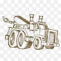 汽车拖车-免费剪贴画-手绘拖拉机