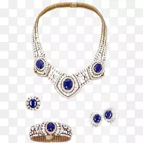 蓝宝石耳环珠宝项链卡地亚-古董珠宝套装