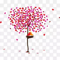 树爱剪贴画手绘红色心形巢树