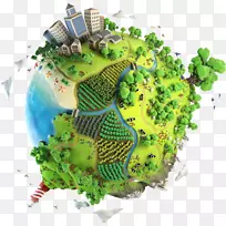地球剪贴画-创意绿草地球村