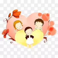 家庭卡通动画插图-卡通快乐家庭