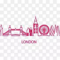 大本钟建筑剪贴画-伦敦城粉红艺术品