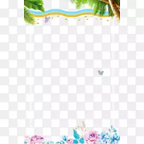 槟榔科树-手工制作优雅的玫瑰棕榈树装饰背景边框
