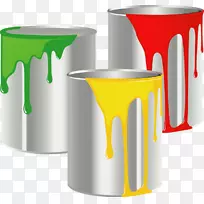 颜料刷彩色染料桶