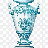 古董装饰品装饰艺术绘图.蓝印罐