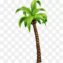 椰子树-卡通绿色椰子树
