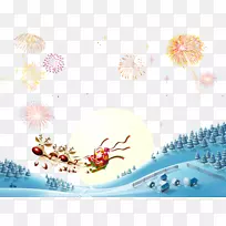 中秋节卡通-创意圣诞老人圣诞烟花