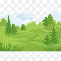 森林卡通景观剪贴画-白云城堡载体