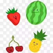 奥格里斯水果卡通-草莓菠萝PNG载体元素