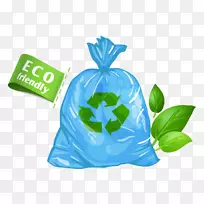 塑料袋回收符号购物袋垃圾袋绿色回收塑料袋