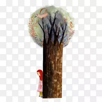水彩画插画卡通插画-创意仙子树