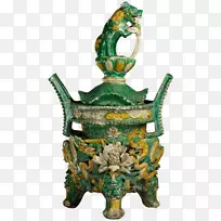 内蒙古博物馆香炉陶瓷花瓶绿色精致罐