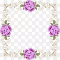 婚礼邀请花园玫瑰紫罗兰-紫色新鲜花架