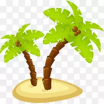 夏季图标-绿色椰子树图案