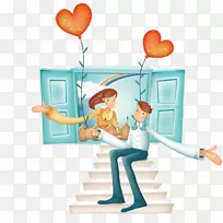 爱情浪漫情人节卡通壁纸-嫁给一个坐在台阶上的男人