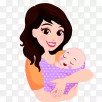 母亲-婴儿卡通儿童-黑色彩绘图案婴儿妈妈