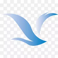 徽标蓝色-飞行鸟的标志梯度标志
