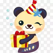 生日剪贴画-可爱小熊收到一份礼物