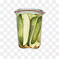 混合泡菜腌制黄瓜食品画插图.蔬菜罐