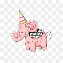 生日贺卡大象插图-卡通小象