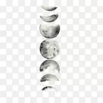 超级月亮月相水彩画-月亮
