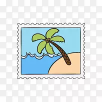 海滩椰子树邮票