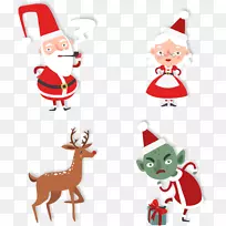 圣诞老人，驯鹿，圣诞装饰，剪贴画-吸烟的圣诞老人