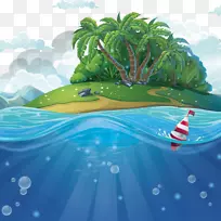 卡通版税-免费水下插图-广阔的岛屿