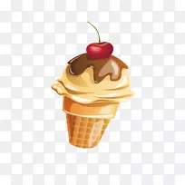巧克力冰淇淋圣代冰淇淋圆锥巧克力锥
