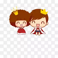 卡通插图-王子和公主