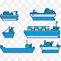 集装箱船运输.蓝色集装箱船