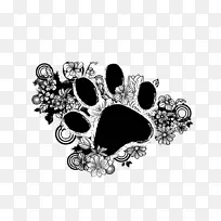 画花-黑色空心平面设计猫脚印