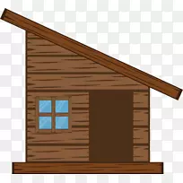 木屋小屋卡通-粗糙的小屋；木屋