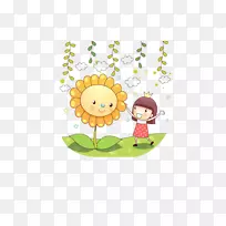 儿童卡通插图-向日葵