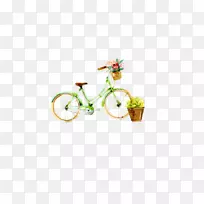 水彩画自行车插图-小型新鲜自行车