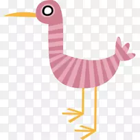 鸟类卡通插图-粉红鸟