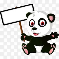 大熊猫宝宝卡通熊猫拿着广告牌