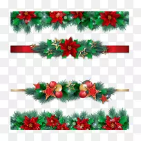 圣诞装饰品圣诞装饰剪贴画.圣诞球绿叶红花星