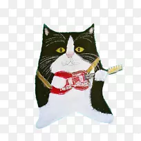 猫插图-卡通猫弹吉他