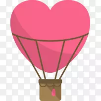 热气球心脏-浪漫的粉红色热气球